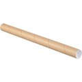 The Packaging Wholesalers Mailing Tubes With Caps, 1-1/2" Dia. x 18"L, 0.06" Thick, Kraft, 50/Pack P1518K